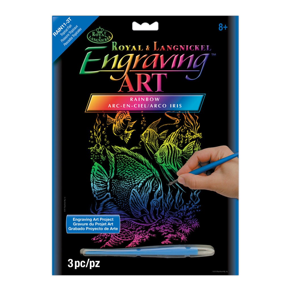 RAIN11 | Engraving Art™ 8" x 10" Tropical Fish Rainbow Foil Project