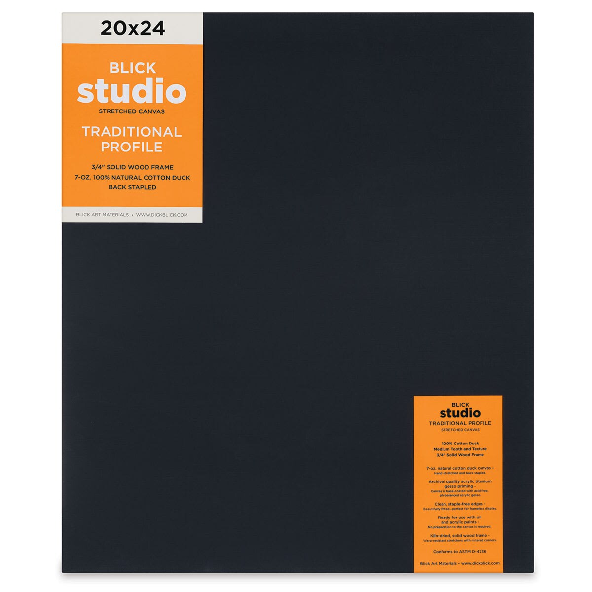 Blick Studio Black Cotton Canvas - 20" x 24", Traditional Profile