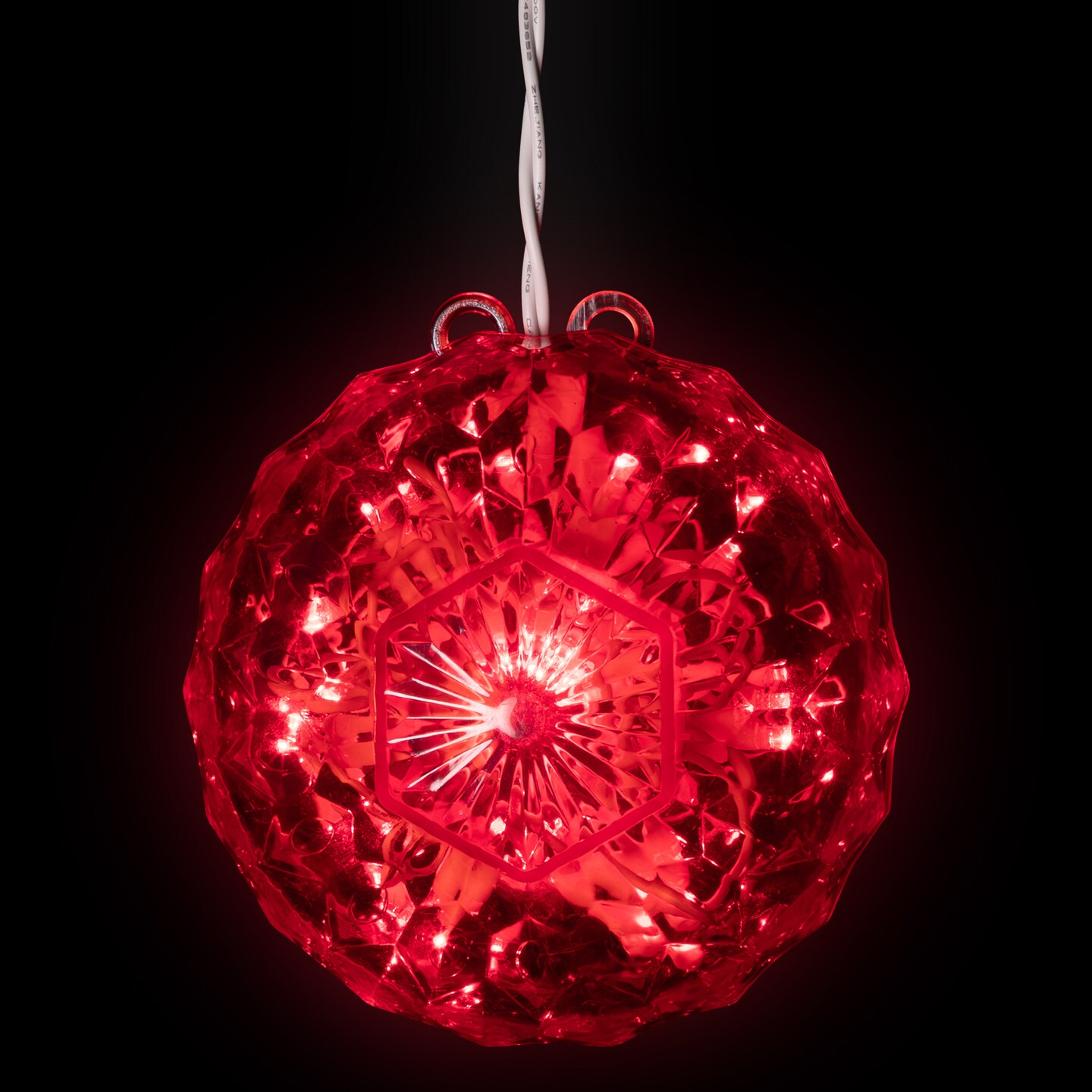 Northlight LED Lighted Crystal Sphere Outdoor Christmas Decoration - 5&#x22; - Red - 2&#x27; White Wire