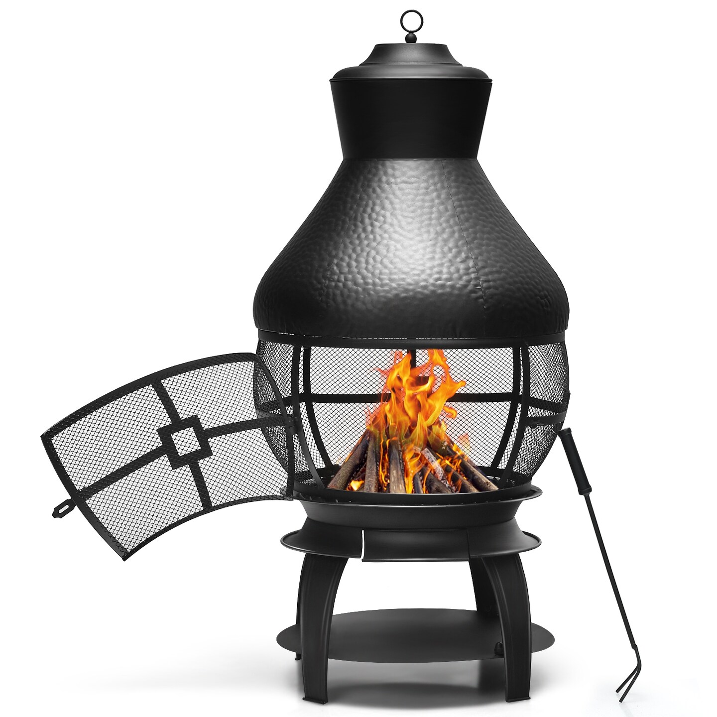 Black Iron Outdoor Chimenea Fireplace and Smokeless Design