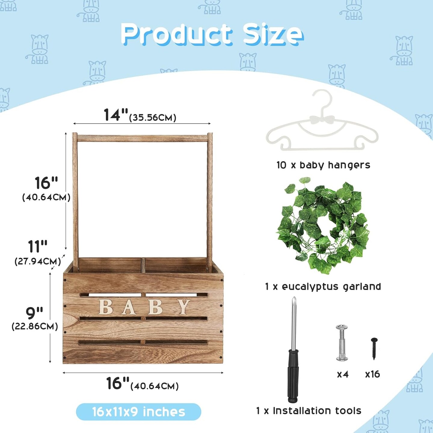 Wooden Baby Crate Closet with Handle