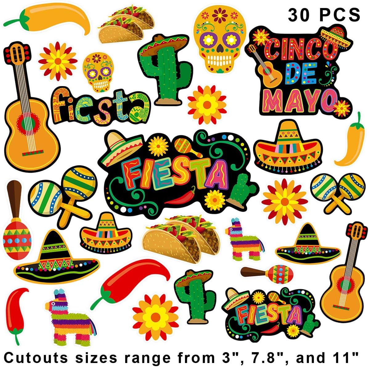 Let&#x27;s Fiesta Cutouts Cinco De Mayo Festival Cut-Outs Mexican Party 30 Count