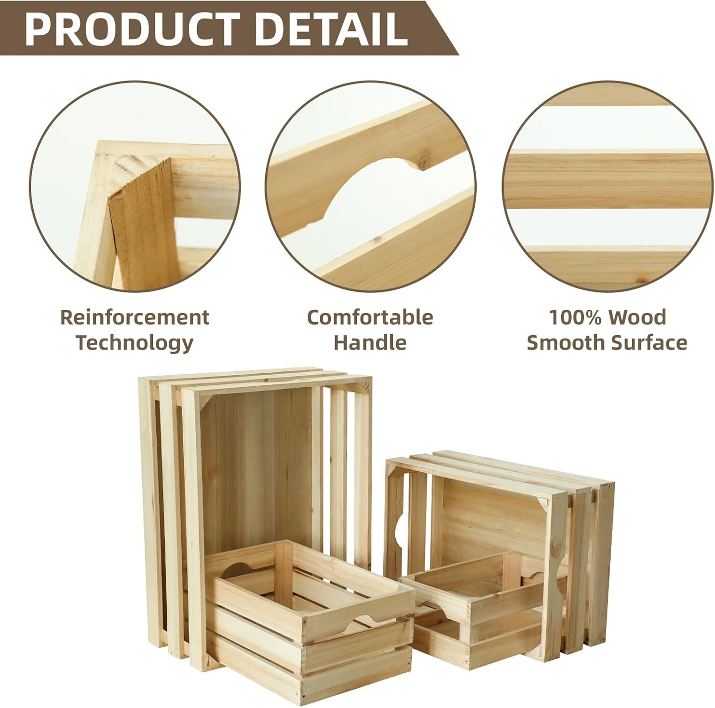 Large Wooden Crates Unfinished Set of 4 Storage Crates