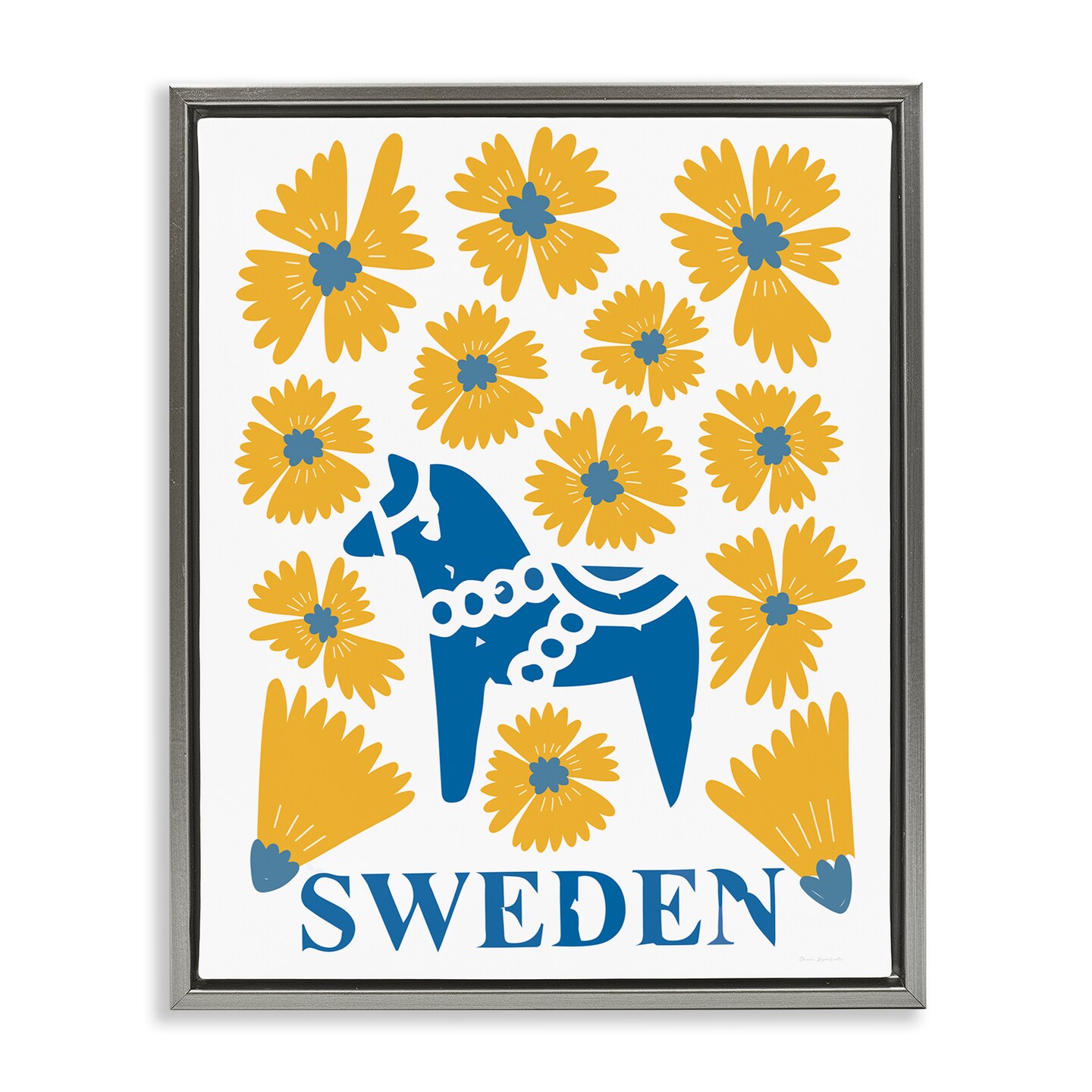 Stupell Industries Swedish Folk Flowers Floating Frame, design by Omar Escalante
