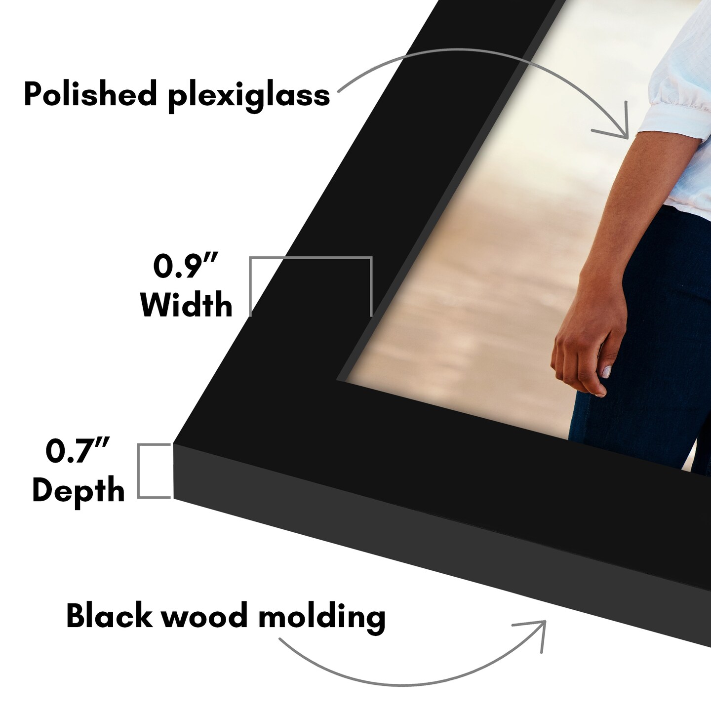 Americanflat Gallery Poster Frame - Wooden Picture Frame for Wall Art - Plexiglass Cover - Hanging Hardware for Horizontal or Vertical Display