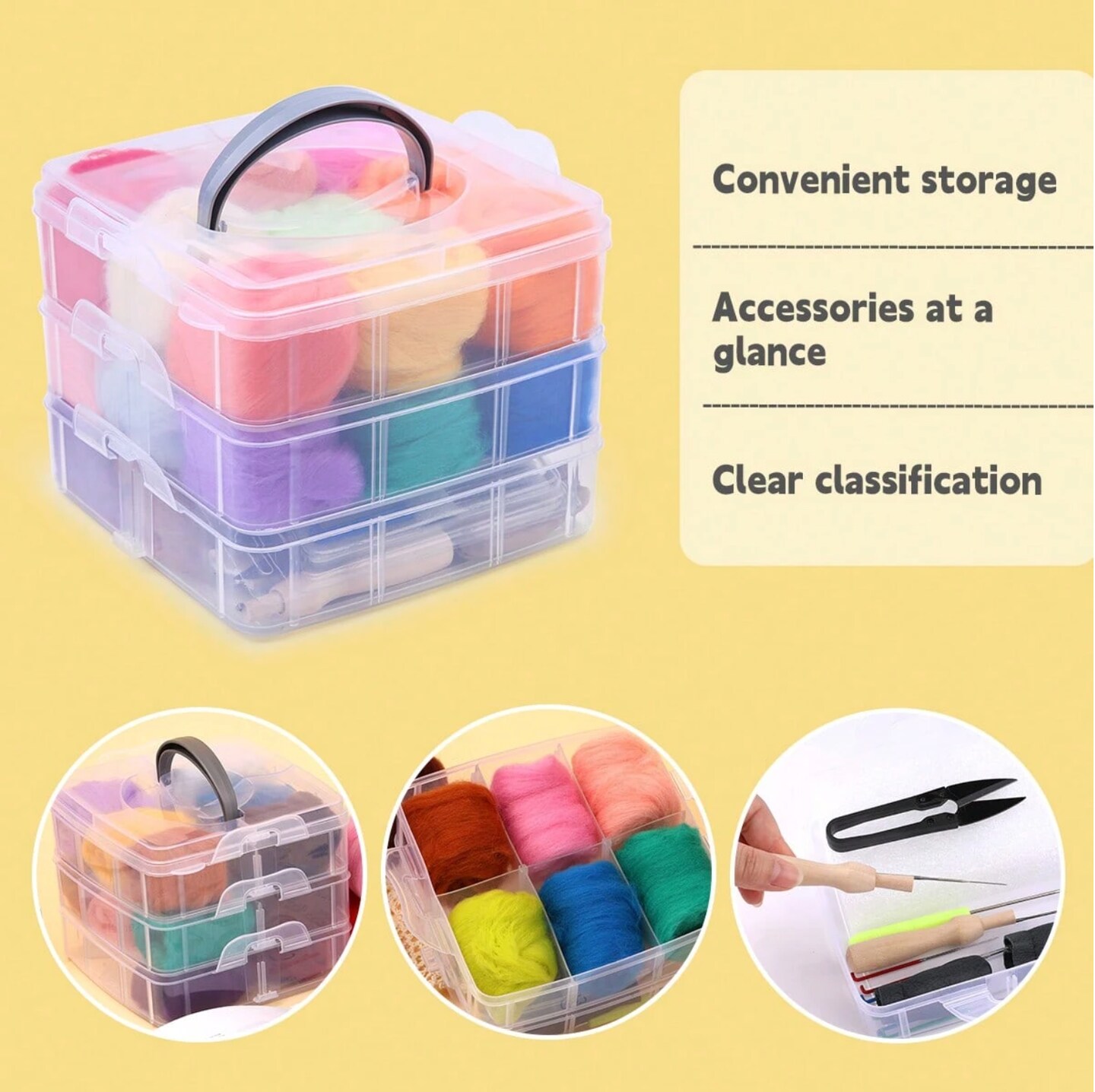 24-Color Needle Felting Starter Kit – Wool Roving & Supplies for DIY Craft Projects, Beginners & Fiber Art