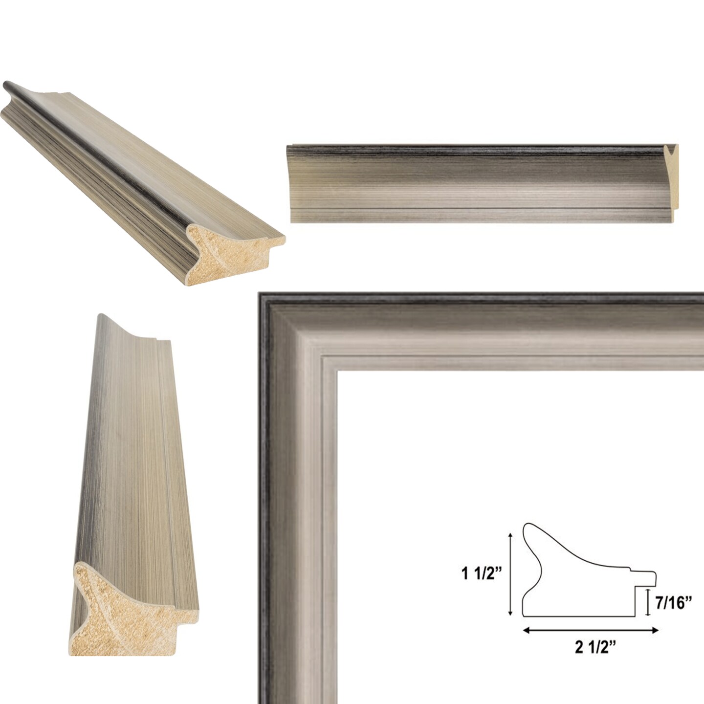 Wide Scoop Brushed Silver Picture Frame 30x40 frame
