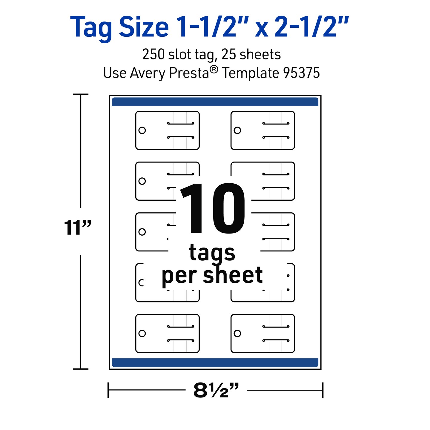 Avery Printable Rounded Rectangle Slot Tags, Sure Feed Technology, 1-1/2" x 2-1/2", Matte White Cardstock, Print-to-The-Edge, Laser/Inkjet Printable, 100 Total
