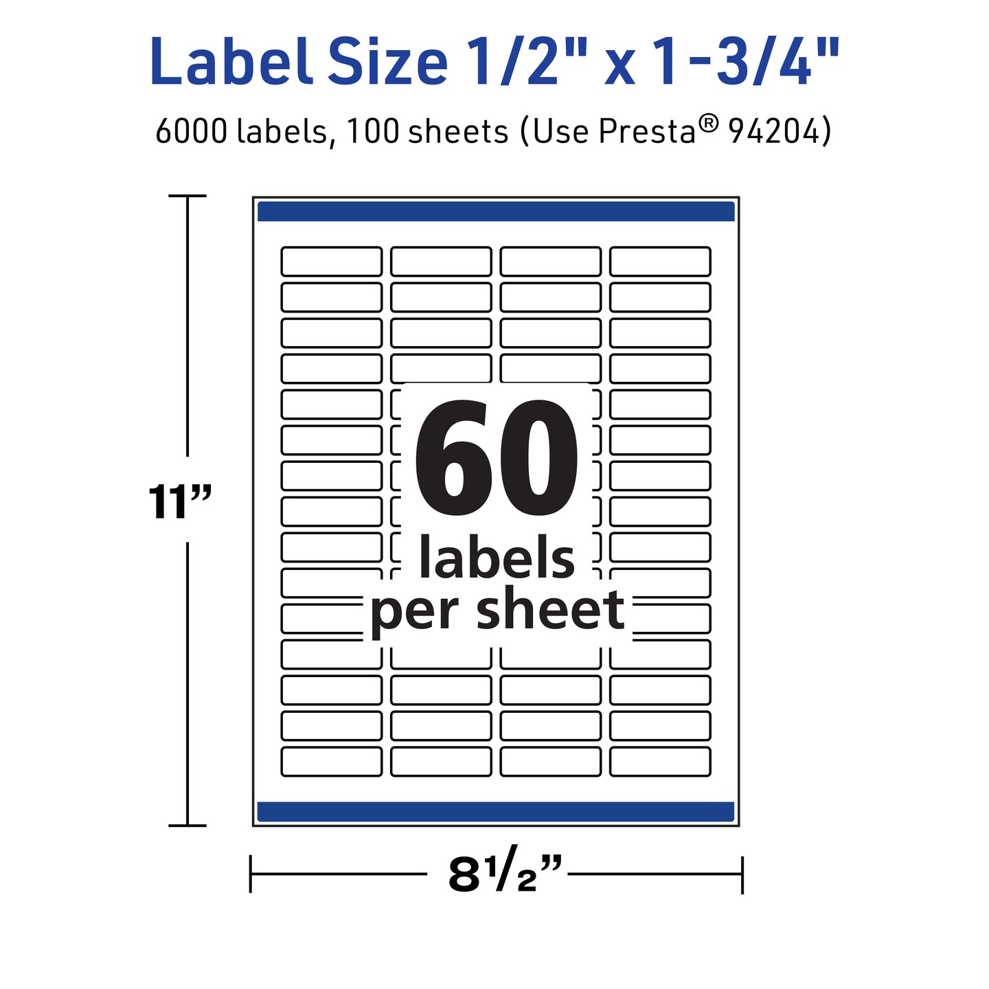 Avery TrueBlock Matte White Paper Labels, 1/2" x 1-3/4" Rectangle