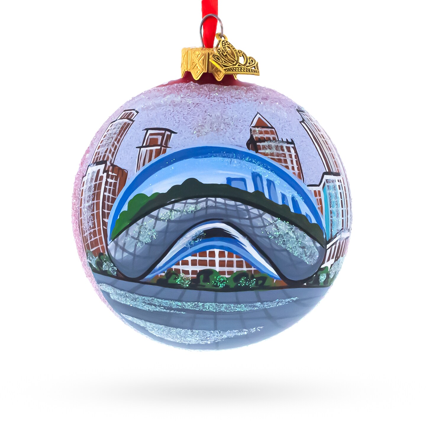 Chicago Cityscape Reflections Glass Ball Christmas Ornament 3.25 Inches