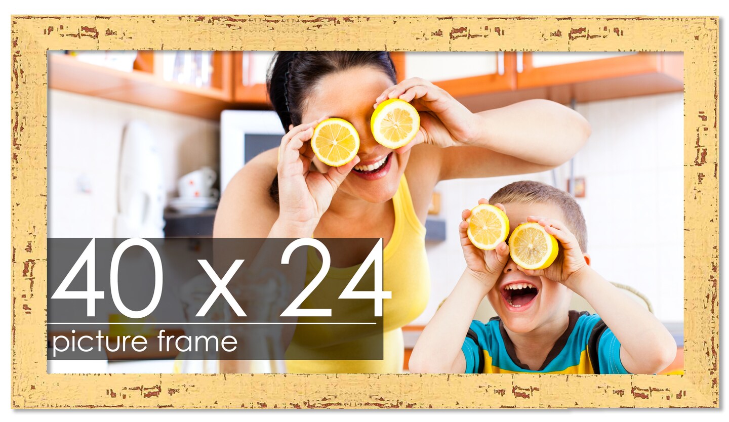 Shabby Chic Yellow Picture Frame - UV Acrylic, Backing Board, Hanging Hardware Included