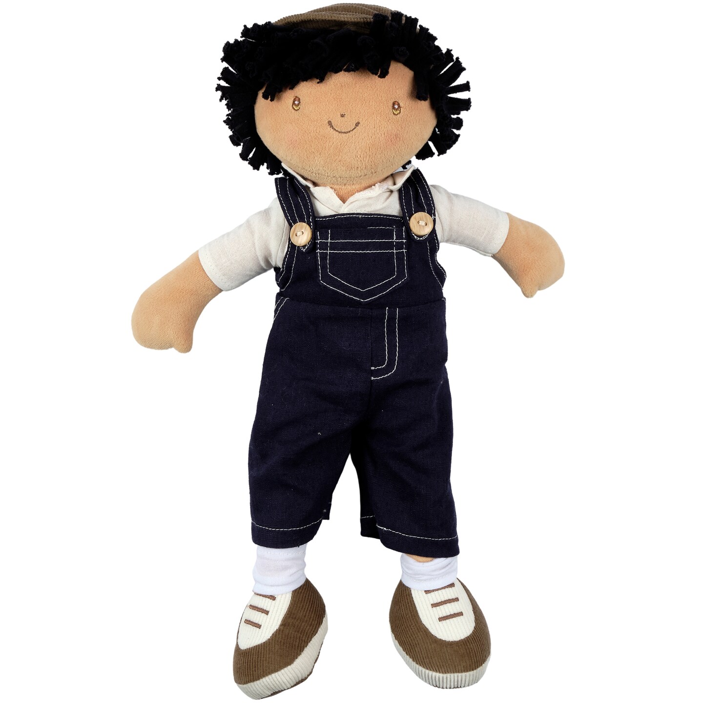 Tikiri Toys Joe Fabric Baby Doll, Boy Baby Doll in Dungaree and Cap, Ages 6 Months &#x26; Up