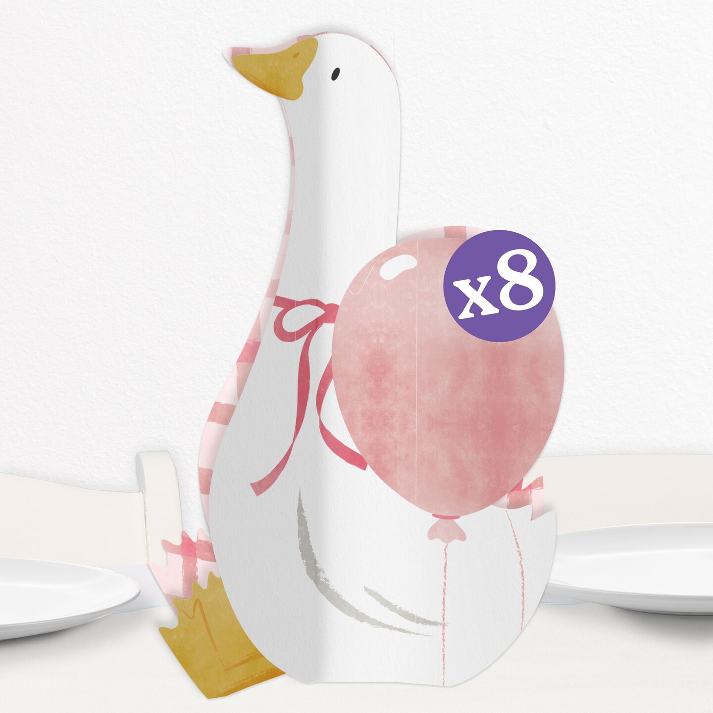 Big Dot of Happiness 3D One Silly Goose Pink Centerpiece Table Decorations, Assorted Set of Freestanding Girl 1st Birthday Party Centerpieces - 8 Ct