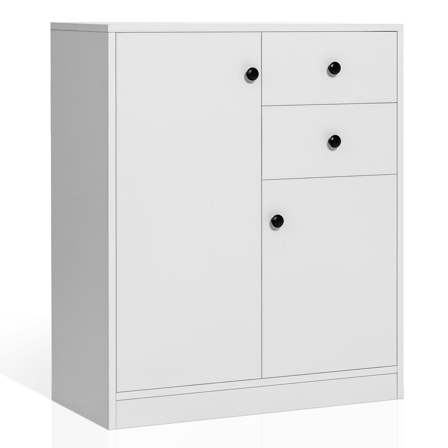 Costway Kitchen Storage Cabinet 2 Drawer Sideboard Floor Cupboard with  Adjustable Shelves