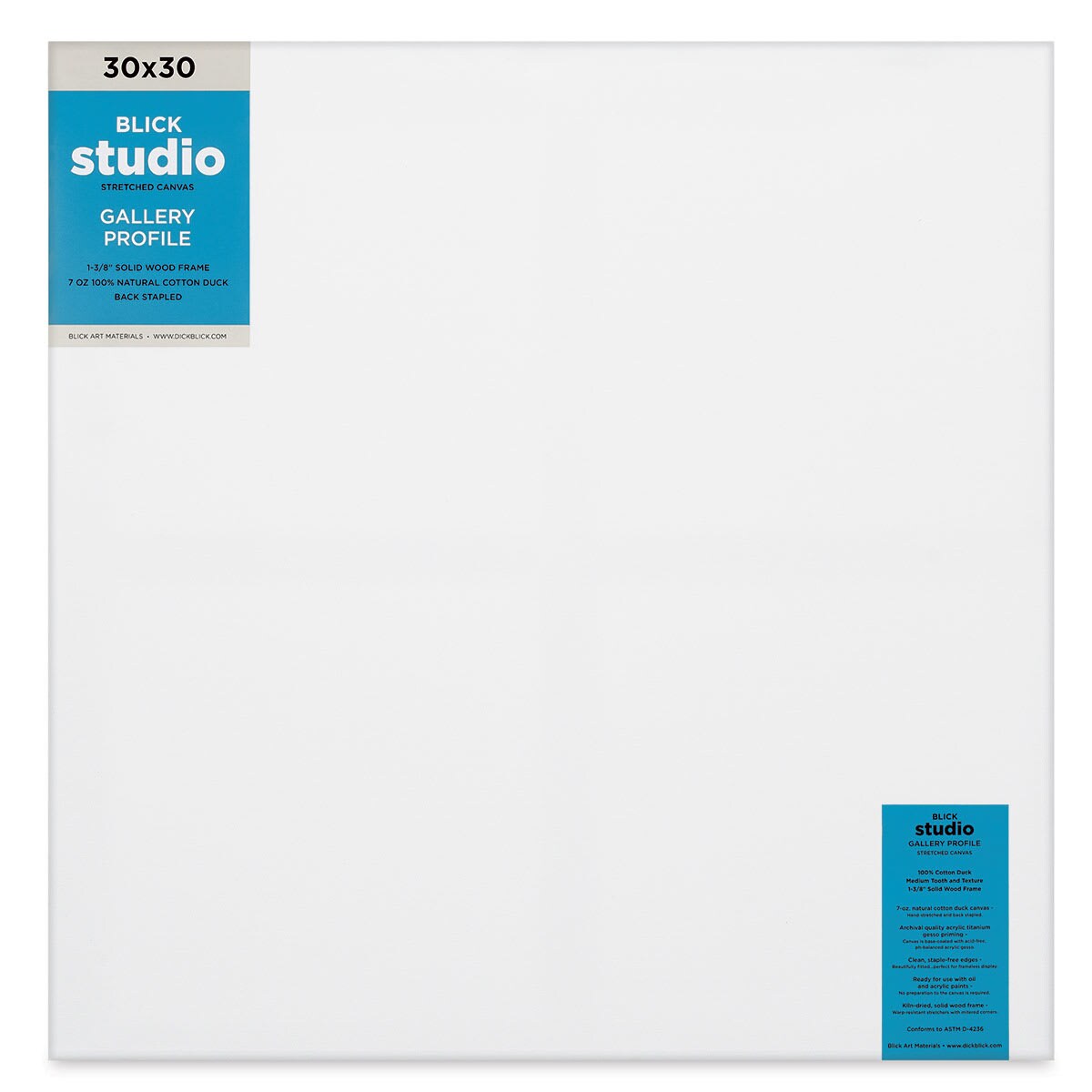 Blick Studio Stretched Cotton Canvas - Gallery Profile, 30" x 30"