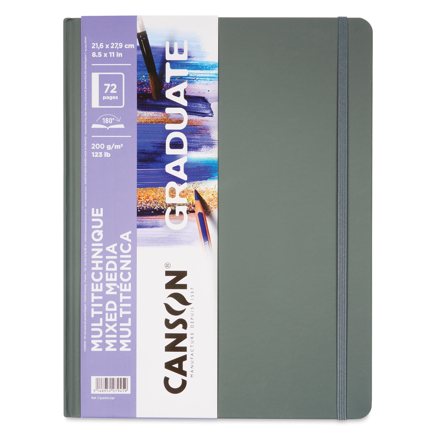 Canson Graduate Mixed Media Book - White, 8-1/2" x 11", 123 lb, 36 Sheets