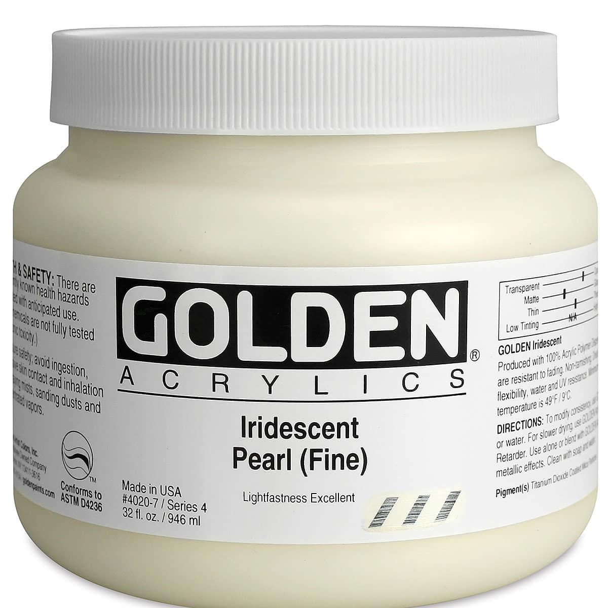 Golden Heavy Body Acrylic Paint - Iridescent Pearl (Fine), 32 oz Jar