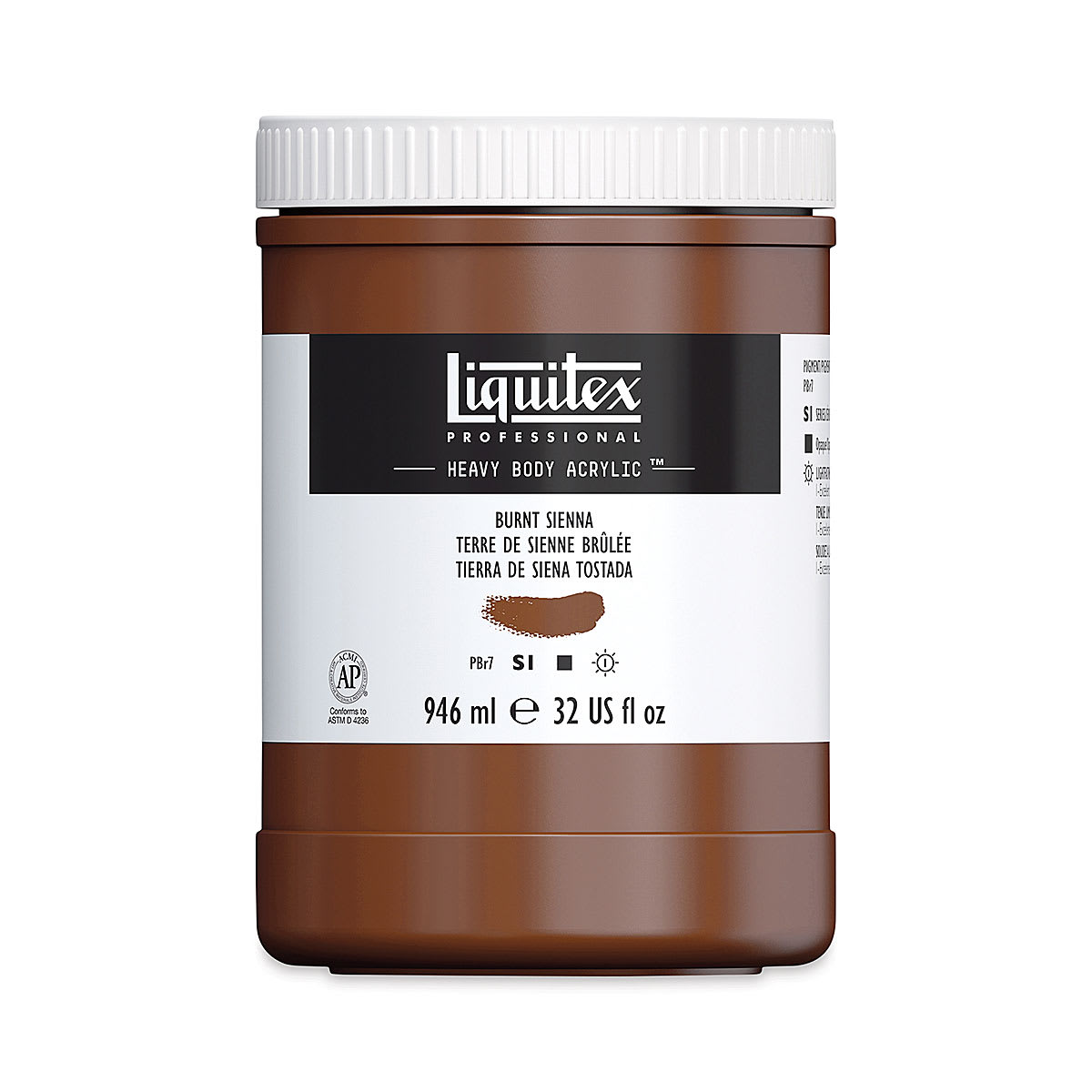 Liquitex Heavy Body Artist Acrylics - Burnt Sienna, 32 oz Jar