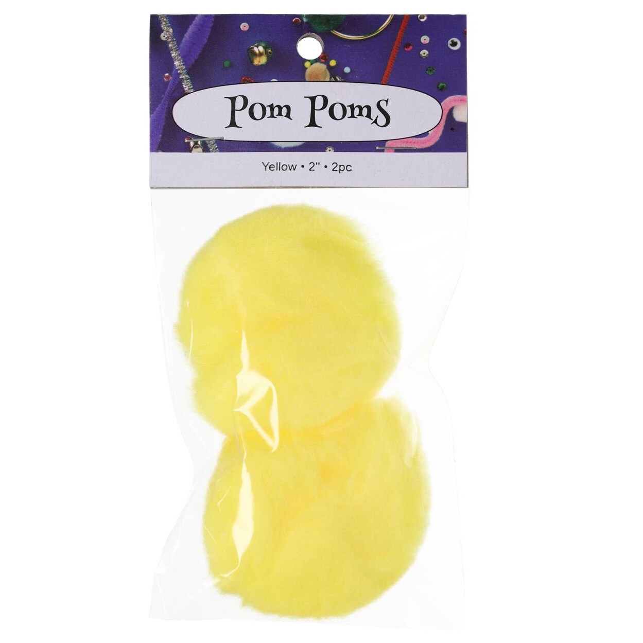 PA Essentials Pom Pom Balls 2&#x22; 2pc Yellow &#x2013; Arts and Crafts Supplies, Puff Balls for DIY Projects, Pompoms for Crafting, Pom Pom Decorations, Kids Craft Accessories