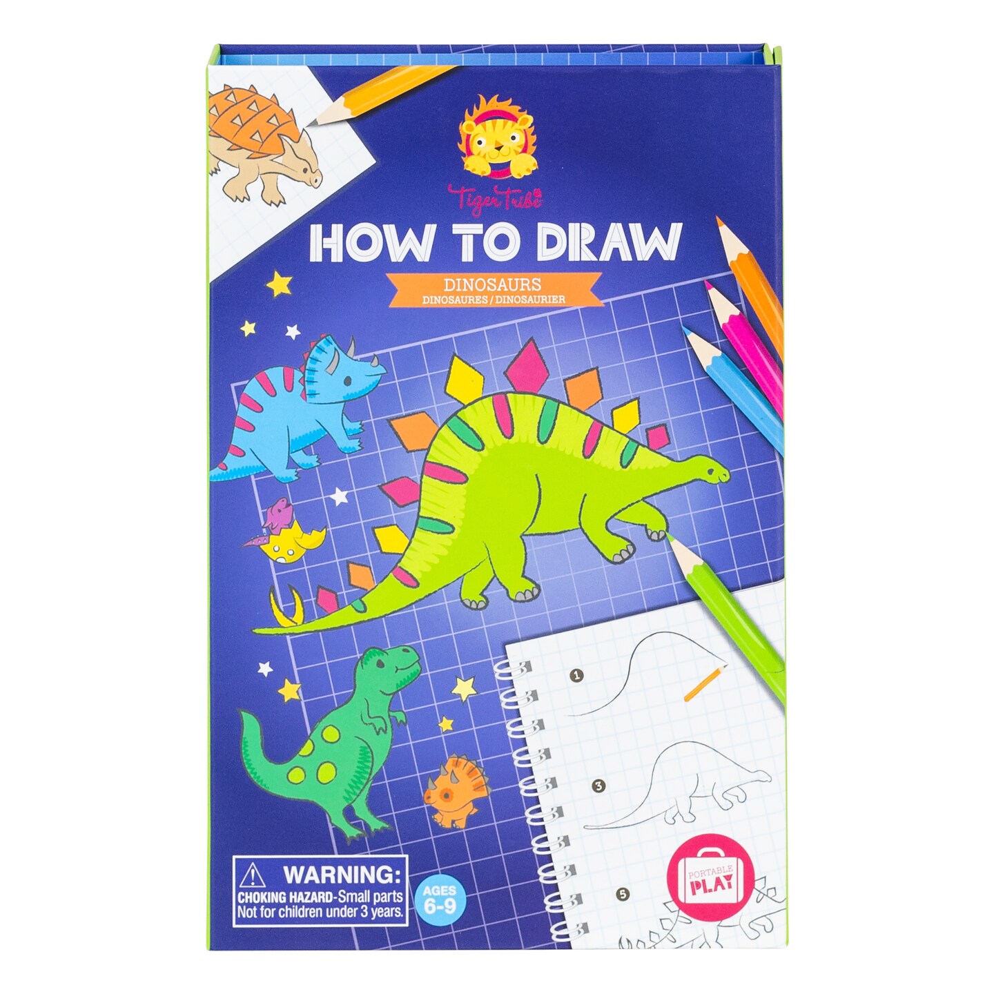 Tiger Tribe: How to Draw - Dinosaurs - Creative Artistic Set, Step-By-Step Guide, Color Pencils, Art Sketch Pad, Store Inside Case, Kids Ages 5+