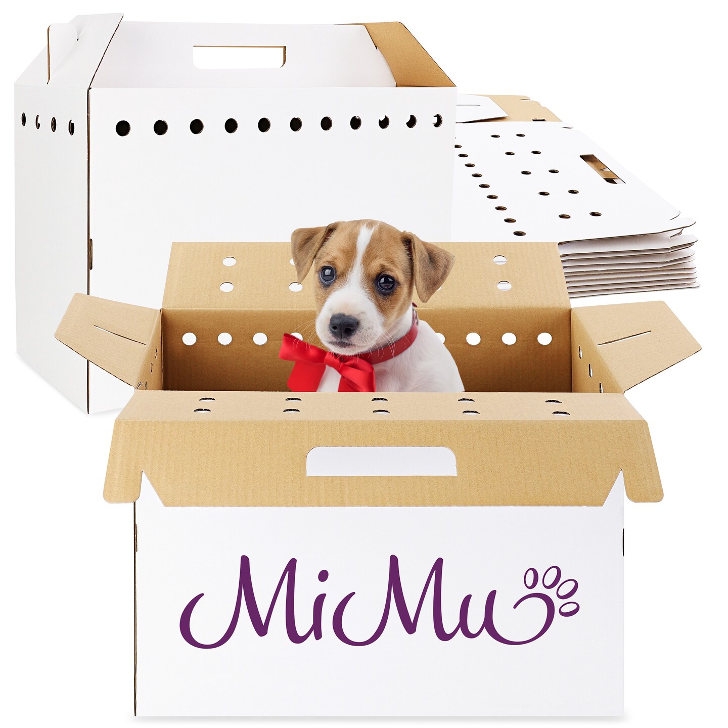MiMu Small Pet Carrier - 12p Cardboard Cat Crate for Travel and Vet Appointments