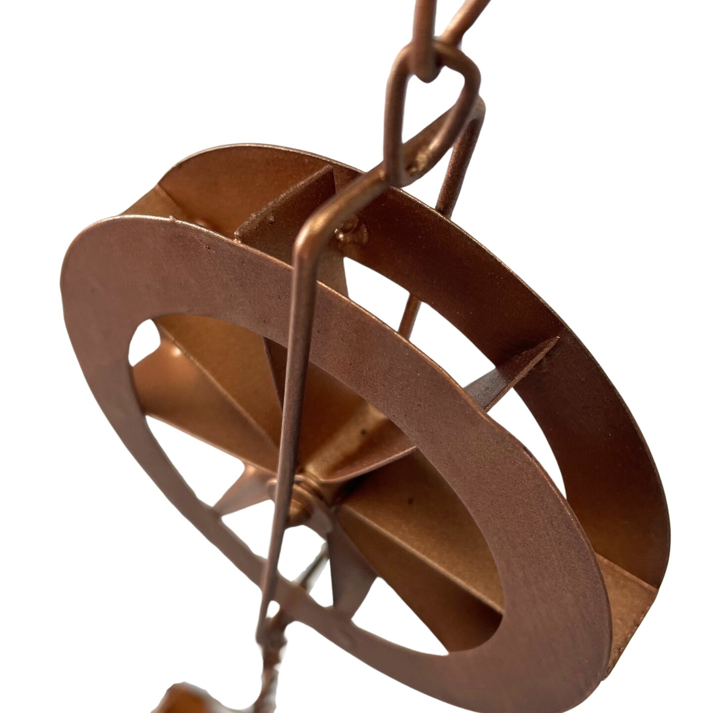 78-Inch Metal Rain Chain - 6 Water Wheels &#x26; Weighted Bell