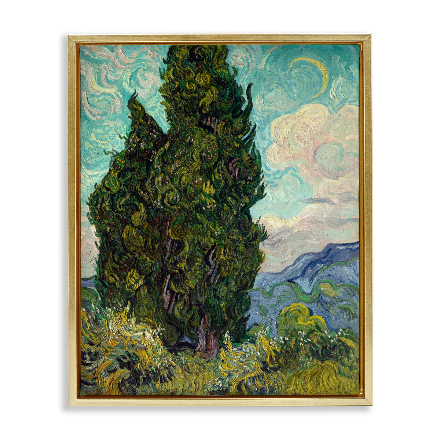 Stupell Industries Van Gogh Cypress Landscape Framed Floater Canvas Wall Art Design by one1000paintings