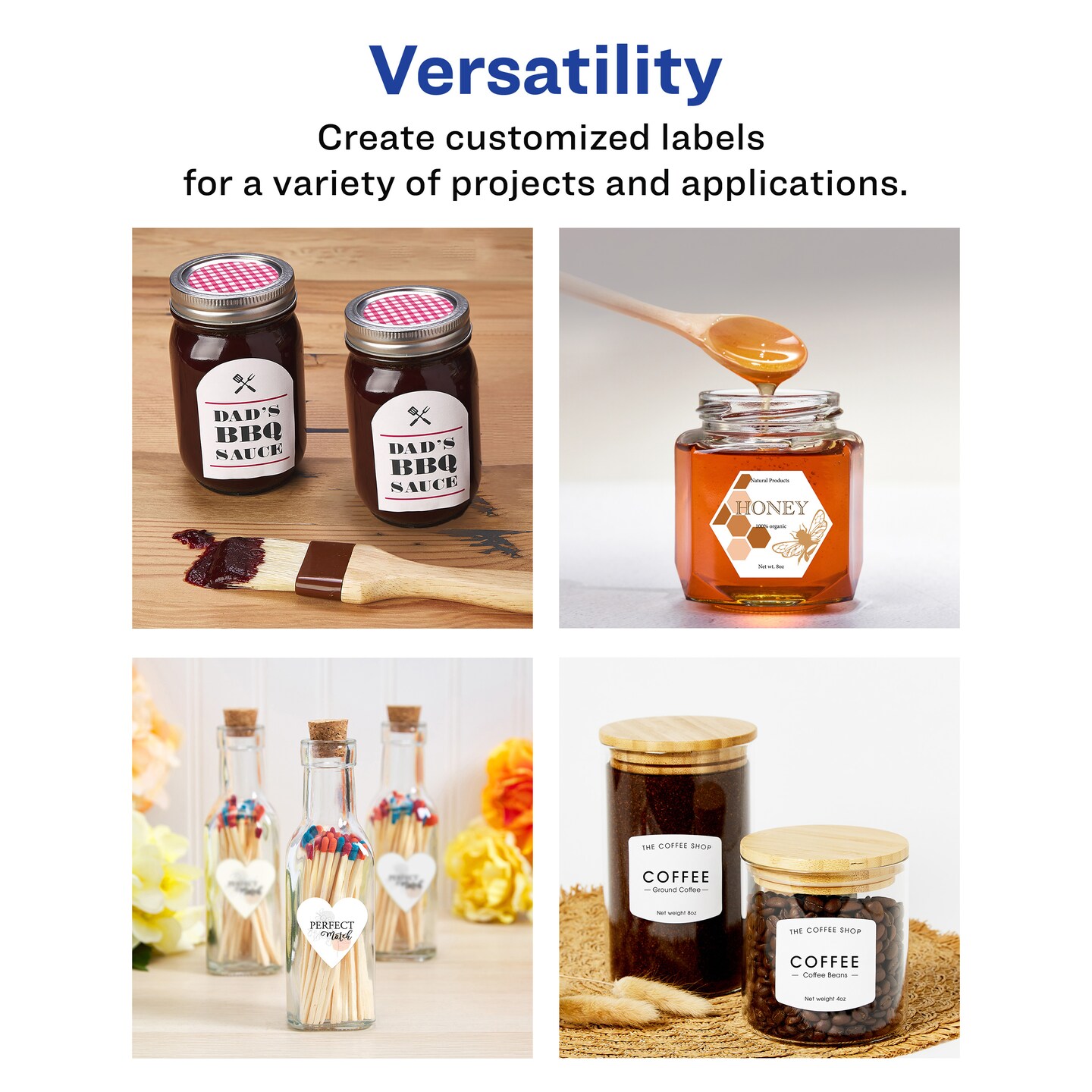 Avery Matte White Removable Hexagon Labels with Sure Feed Technology, Print-to-the-Edge, 1-1/2" x 1-47/54"