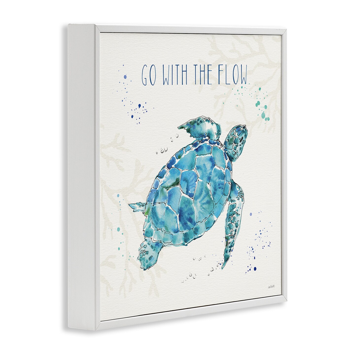 Stupell Industries Go with the Flow Turtle Tortoise Framed Giclee Art