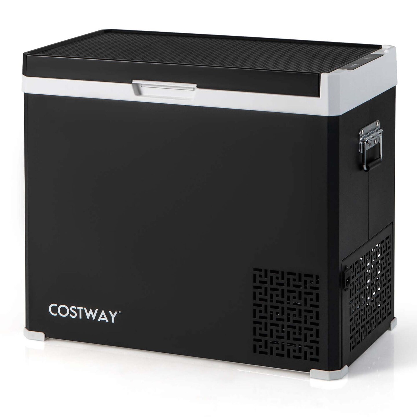 Costway 12 Volt Car Refrigerator 53QT Portable Car Fridge with -4&#x2109;~68&#x2109; for RVs Adjustable Range Black