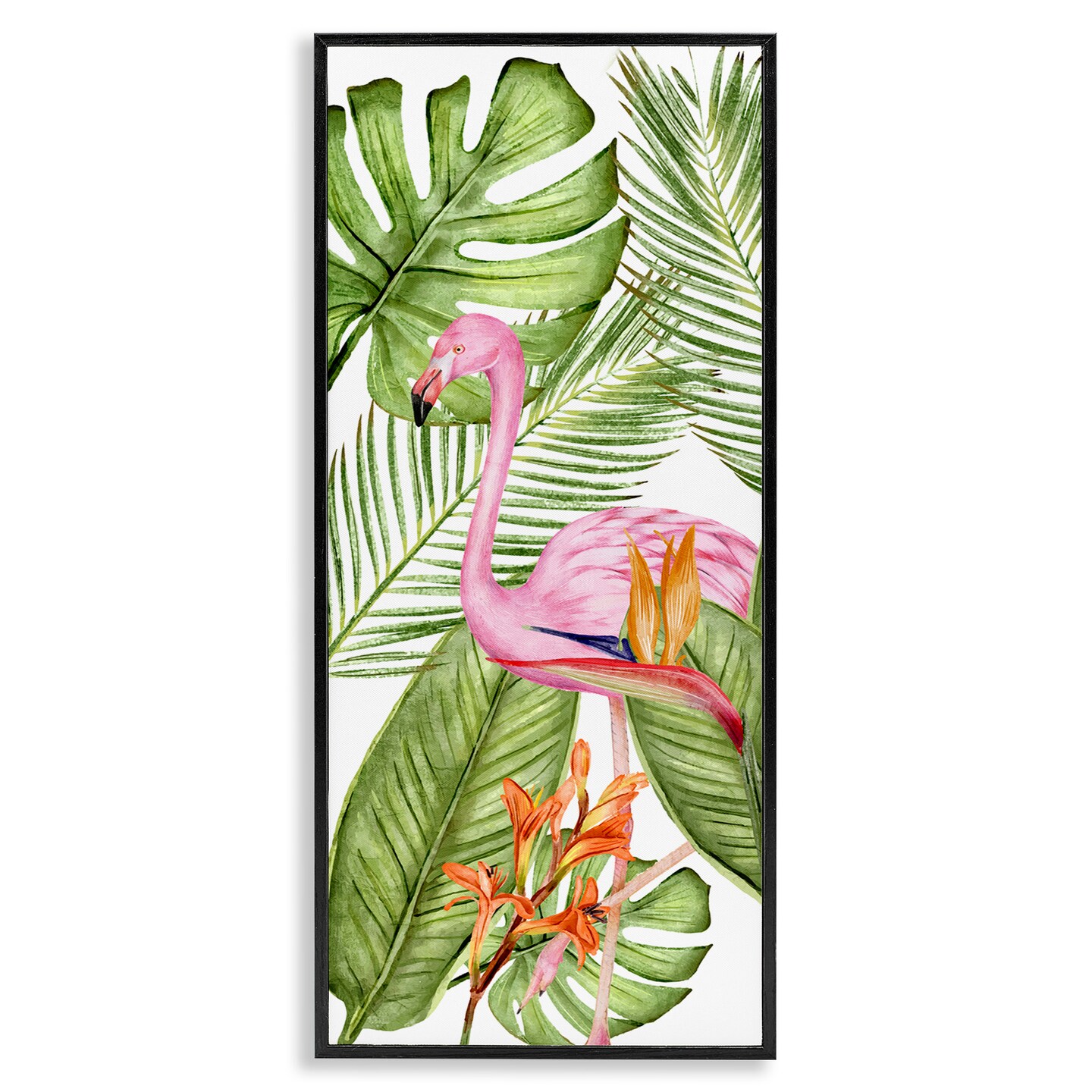 Stupell Industries Tropical Plants & Flamingo Framed Giclee Art