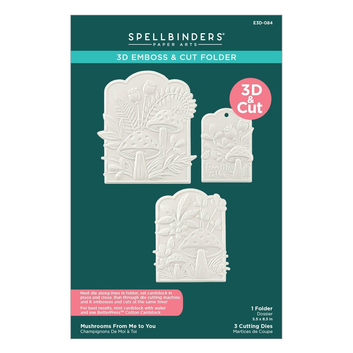 Spellbinders 3D Embossing Folder From Sealed 3D Botanicals-Mushrooms From Me To You