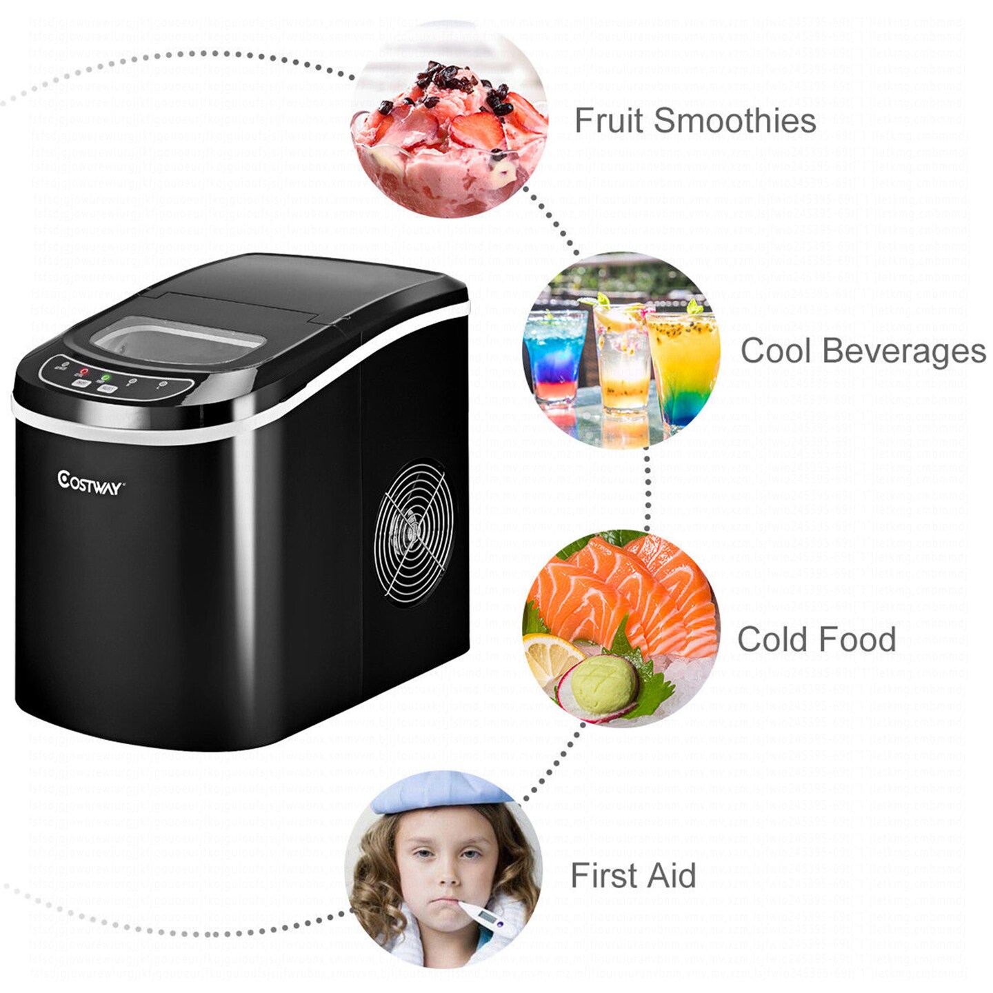 Costway Portable Compact Electric Ice Maker Machine Mini Cube 26lb/Day