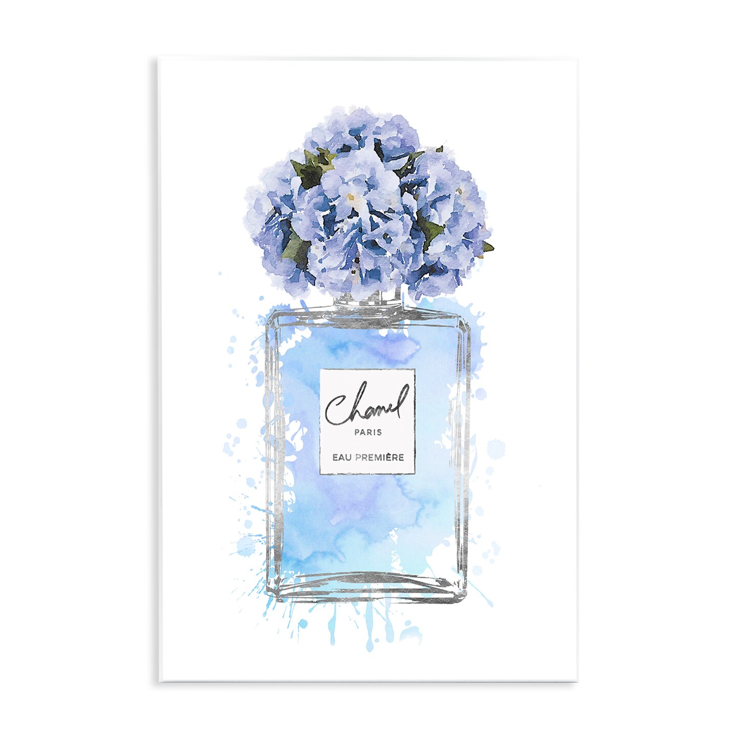 Stupell Industries Blue Flowers Perfume Bottle Wall Plaque Art