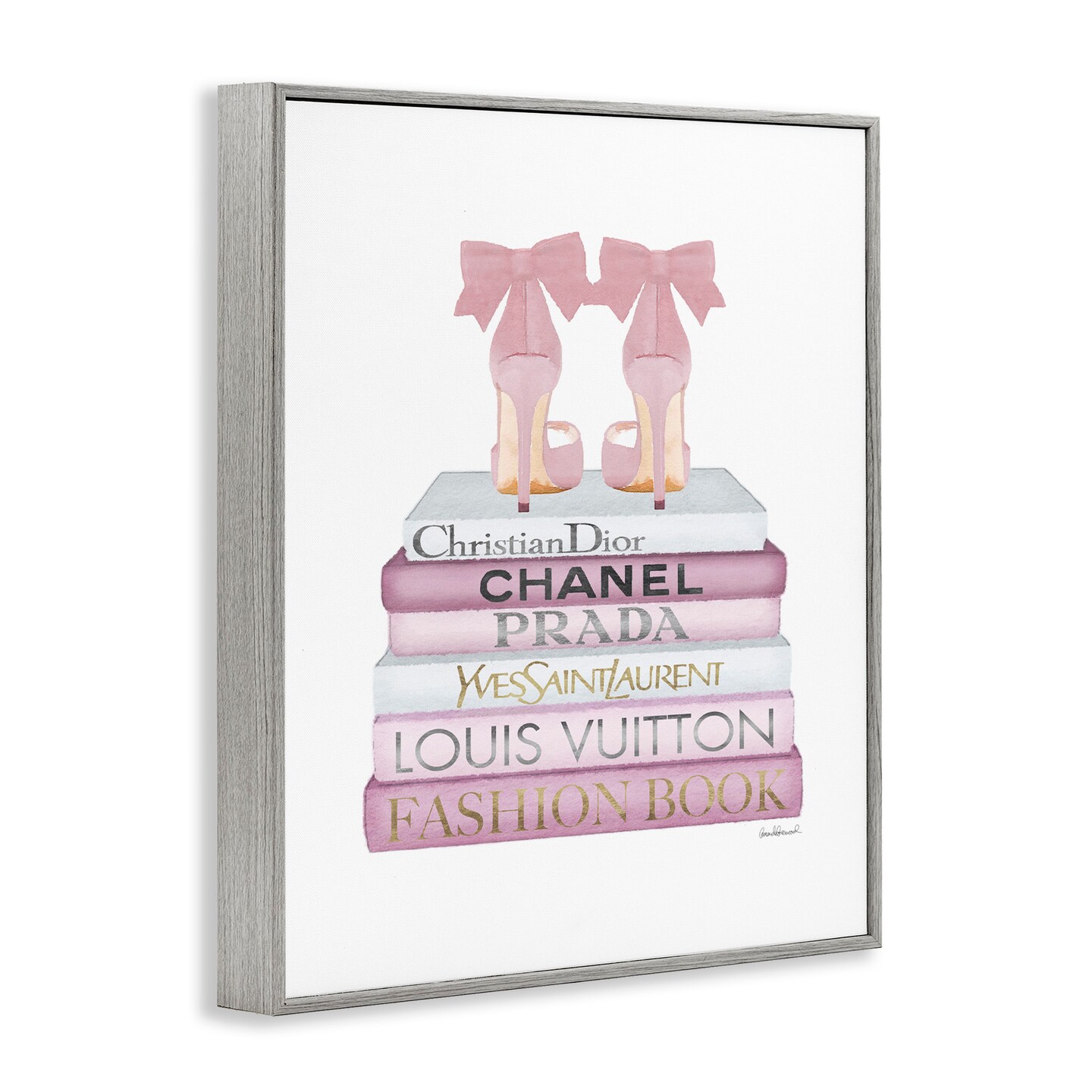 Stupell Industries Pastel Pink Heels & Books Framed Giclee Art