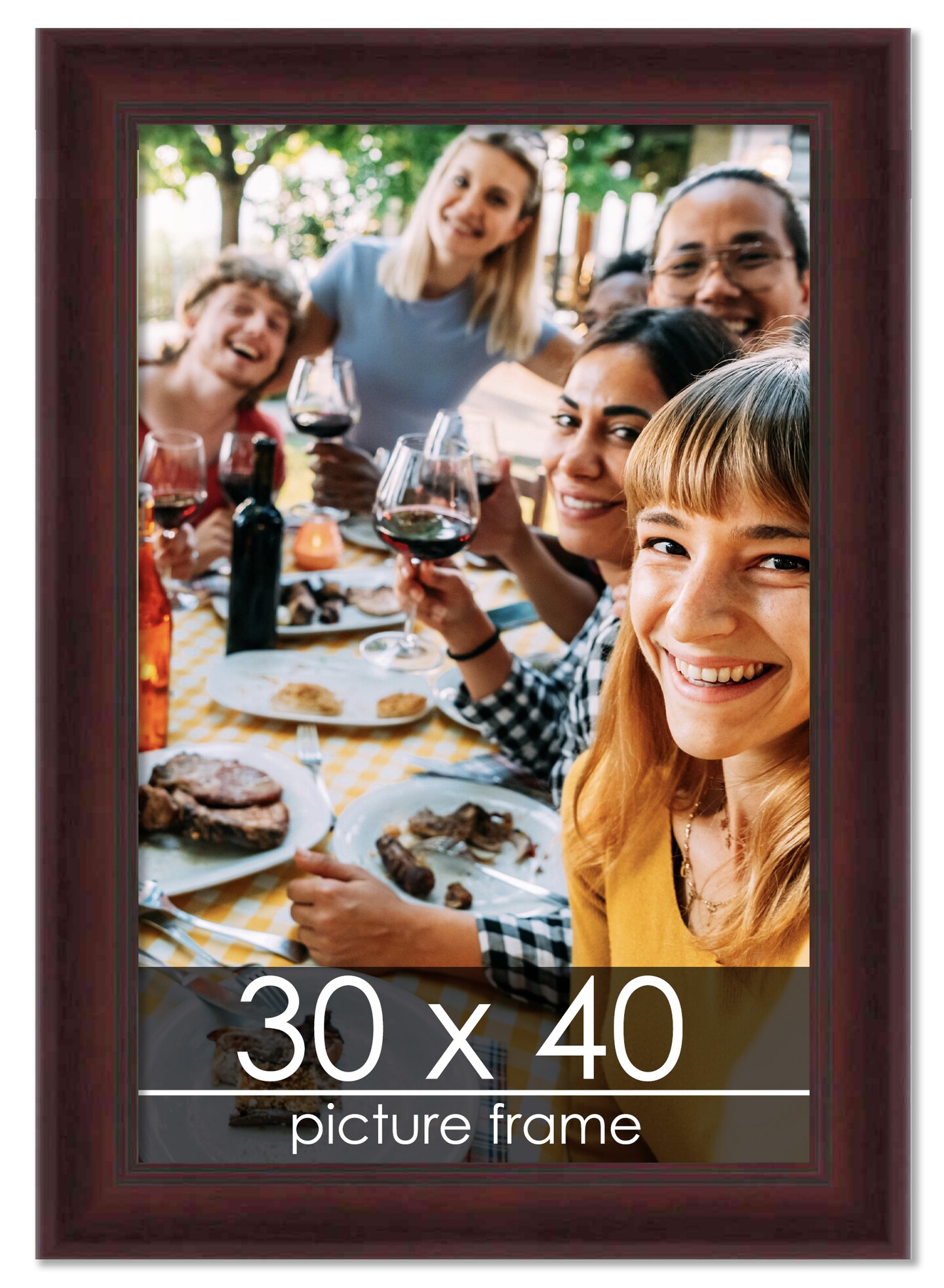 Linear Brown Picture Frame - UV Acrylic, Foam Board Backing, Hanging Hardware