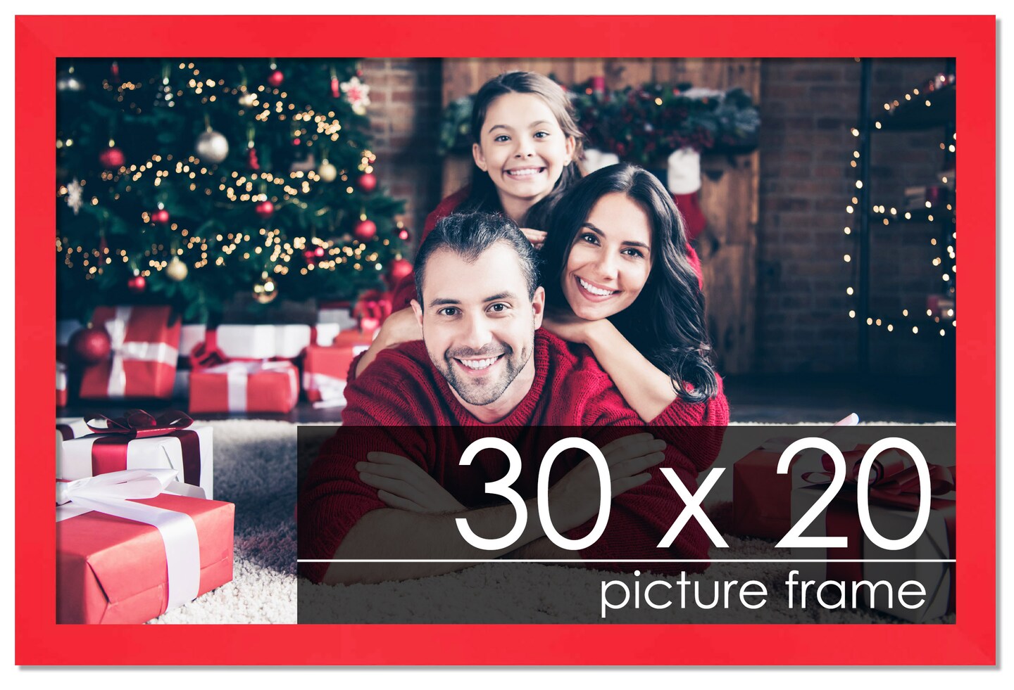 30x20 Classic Modern Red Picture Frame - UV Acrylic, Foam Board Backing, Hanging Hardware
