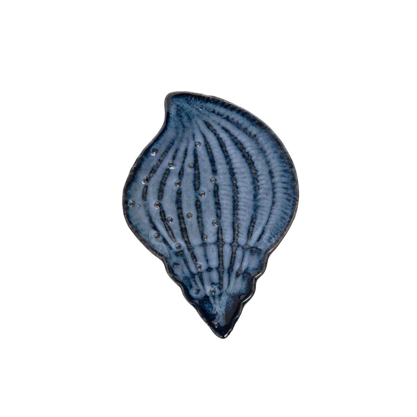 Textured Blue Shell Dish Porcelain Dinnerware Plate For Home Kitchen Coastal Nautical Beach Ocean Sea Life 5.51 X 3.94 X 0.8