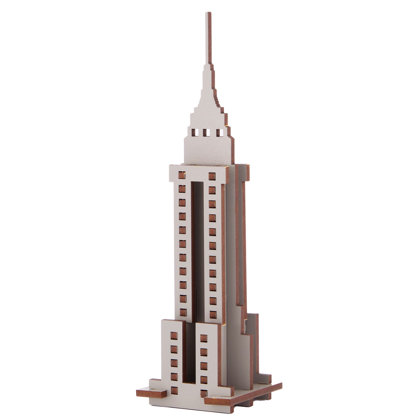 Little &#x26; Wood: Woodlet: Medium - Empire State Building - Grey, 3D Wooden Kit-Set, New York Landmark Puzzle, Pop Build Fun, Easy Assembly, Ages 6+