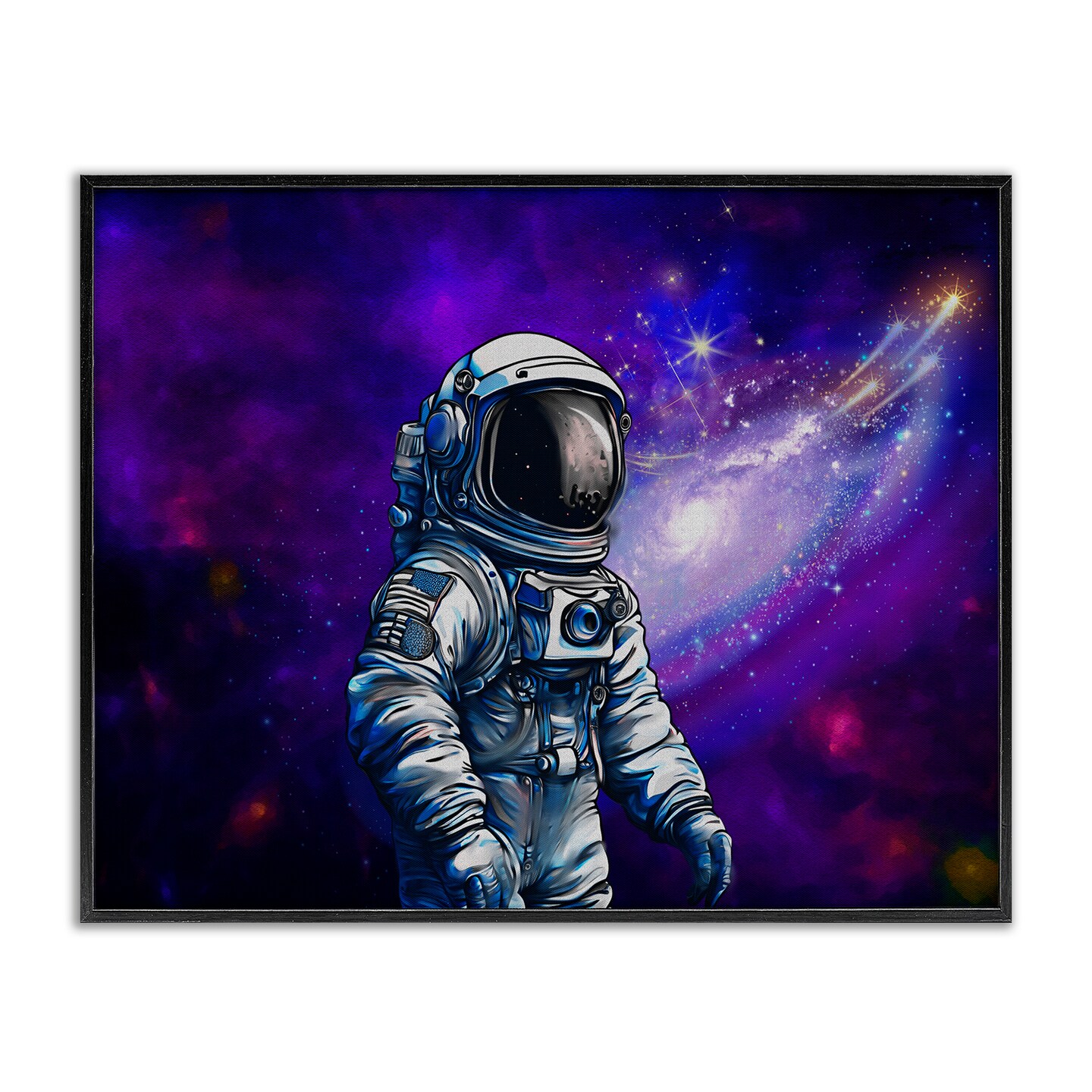 Stupell Industries Astronaut with Swirling Galaxy Framed Giclee Design by Jesse Keith