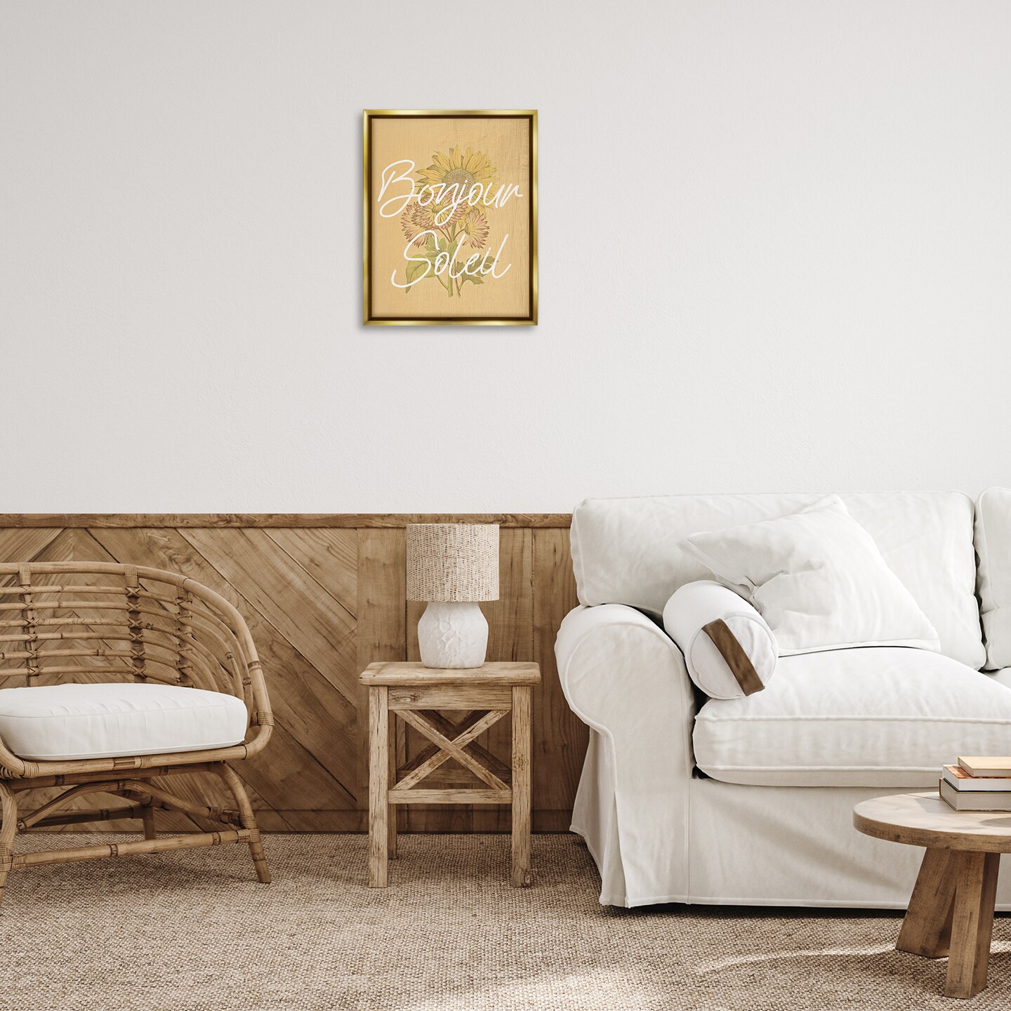 Stupell Industries Hello Sunshine French Phrase Floating Frame Design by Lil' Rue