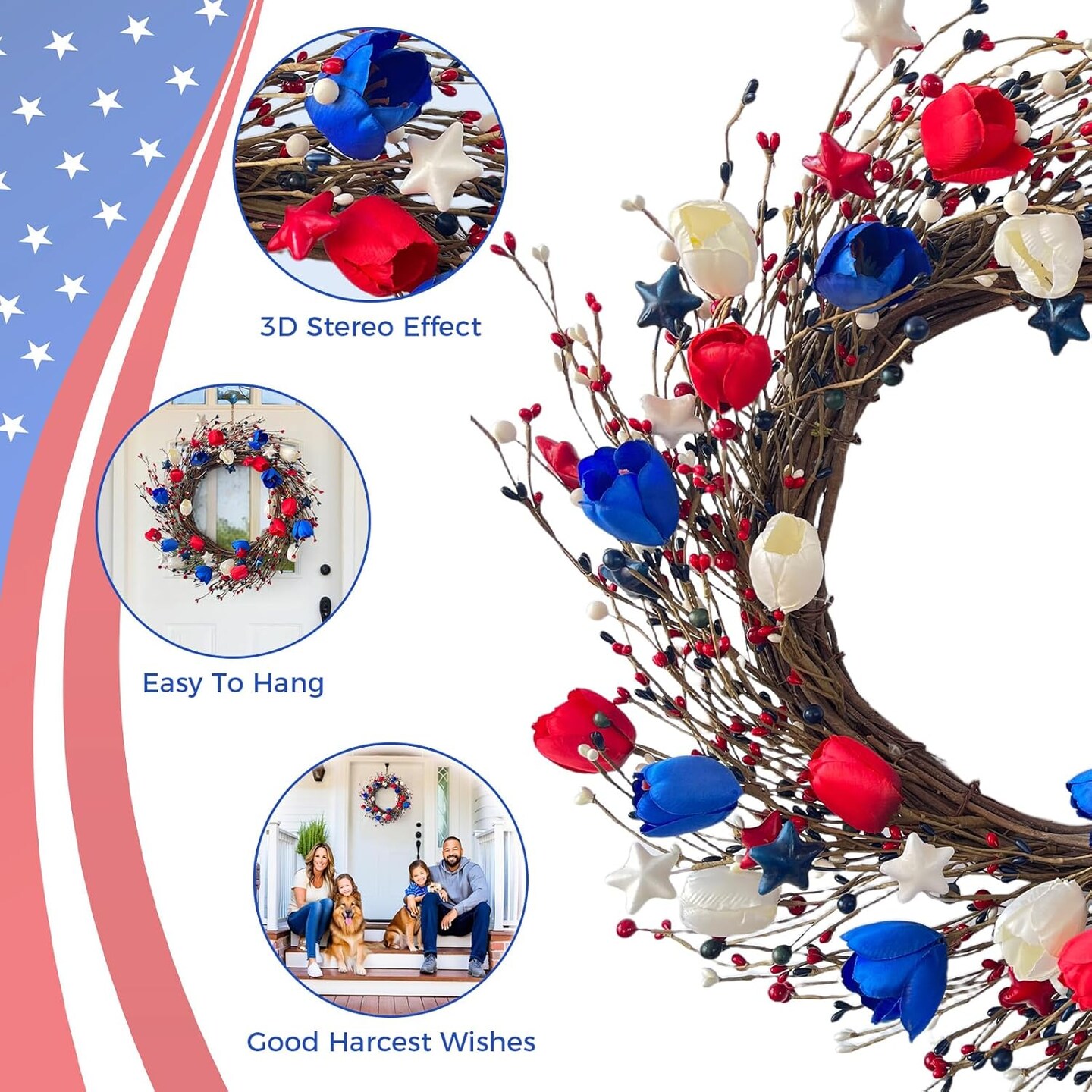 20 Inch Patriotic Wreaths for Front Door
