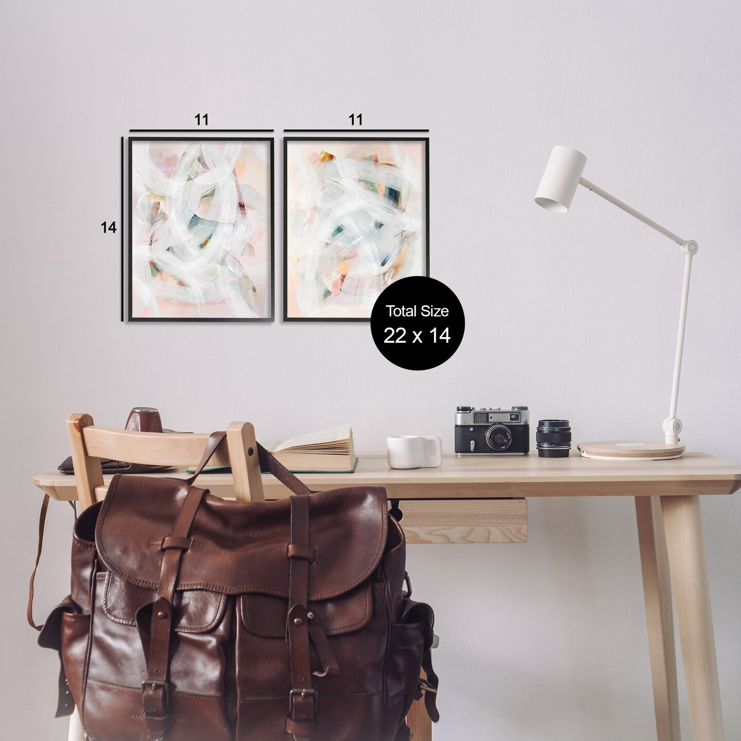 Stupell Industries Subtle & Soft Abstraction 2pc Framed Giclee Set Design by Gemma Bardot