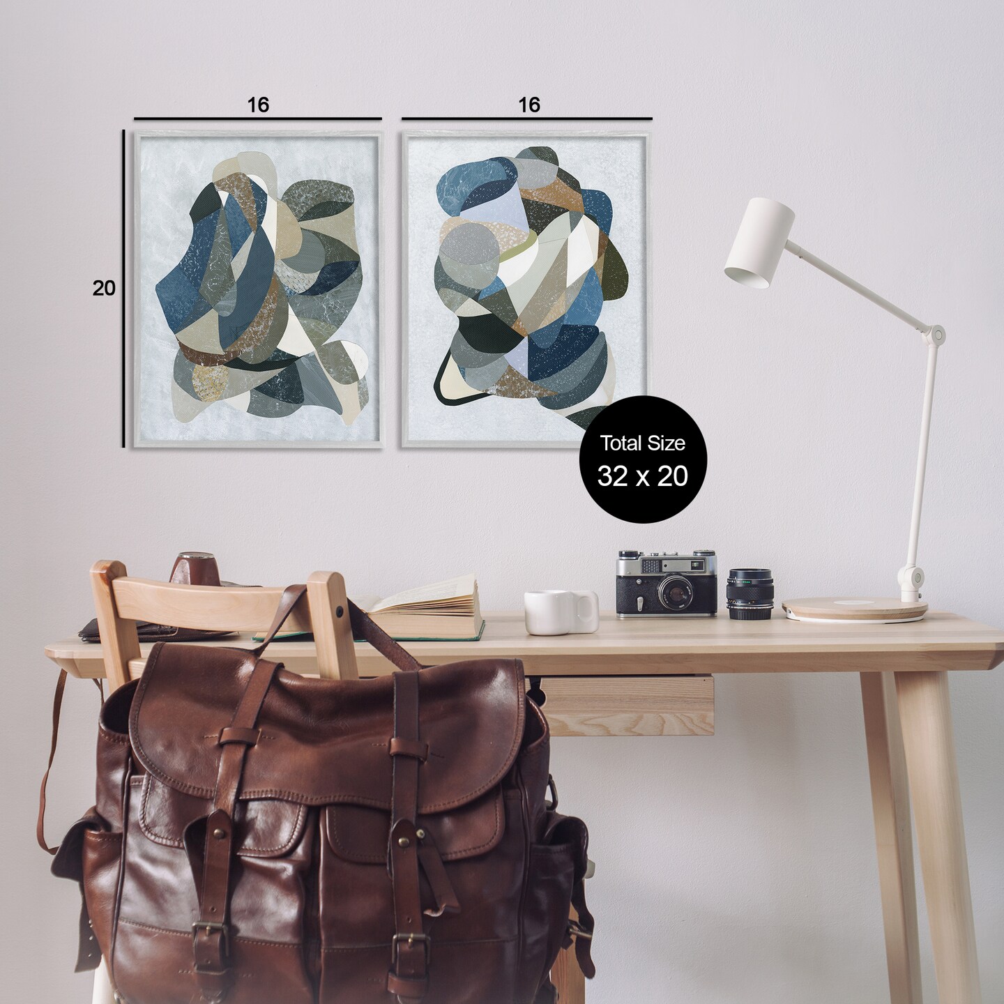 Stupell Industries Neutral Geometric Patterns 2pc Framed Giclee Set Design by Coco Good