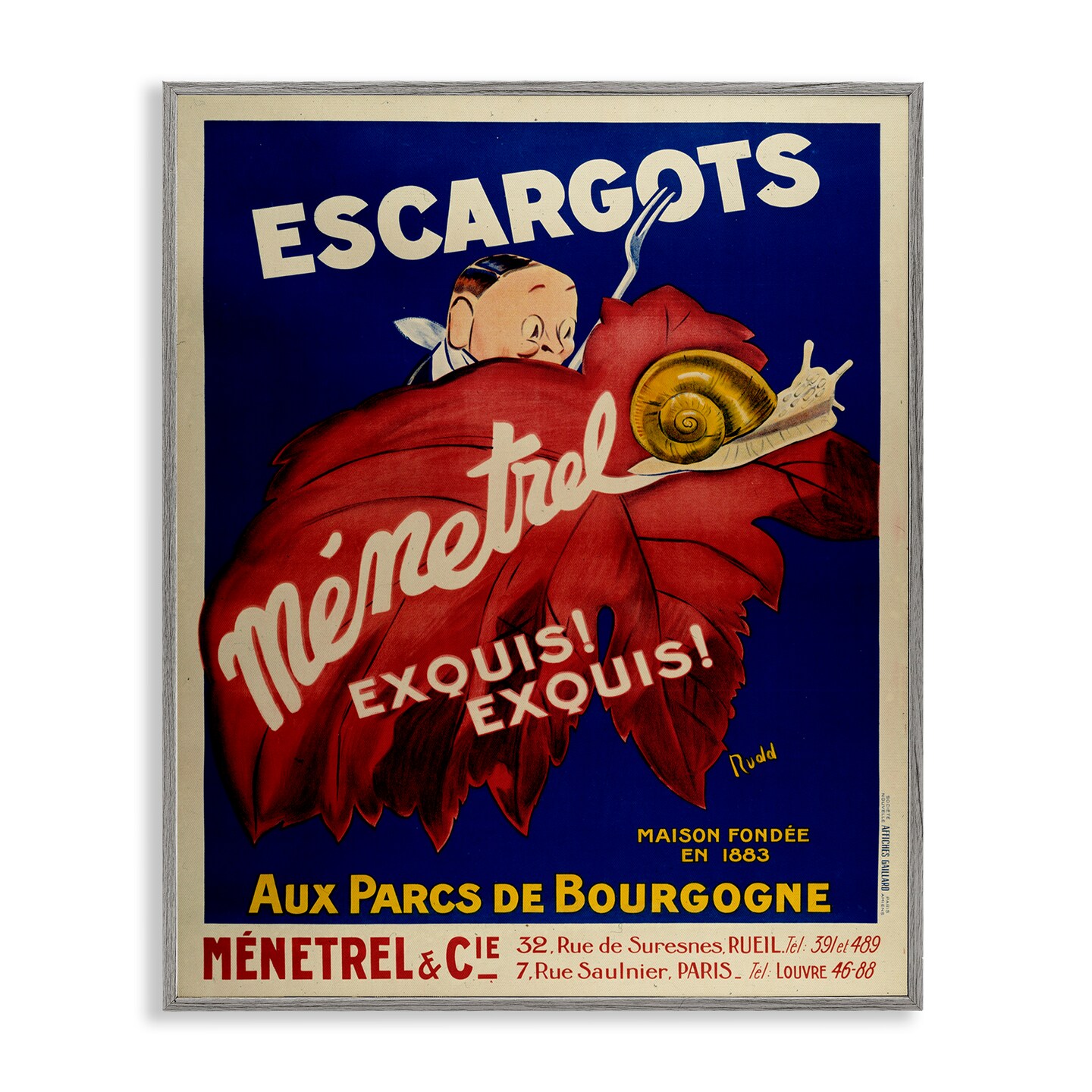 Stupell Industries Vintage Escargots Advertisement Framed Giclee Design by Marcus Jules