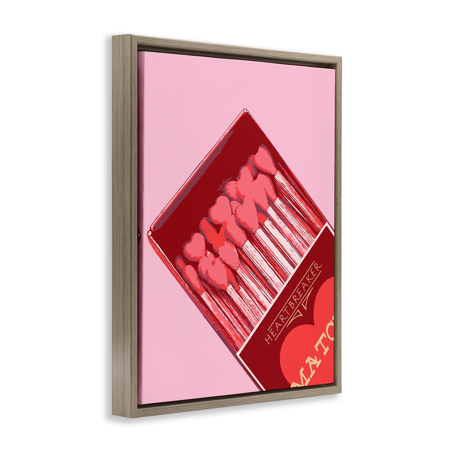 Stupell Industries Pink Heart Shaped Matches Floating Frame Design by Lil&#x27; Rue