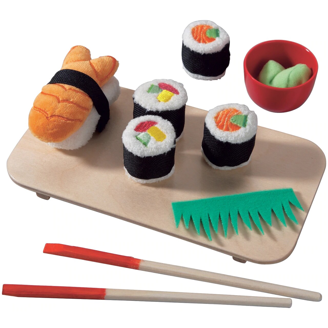 HABA Soft Sushi with Child-Sized Chopsticks & Serving Board Play Food Set - Pretend Play for Toddlers 3-5 and Kids Cooking Sets for Aspiring Chefs