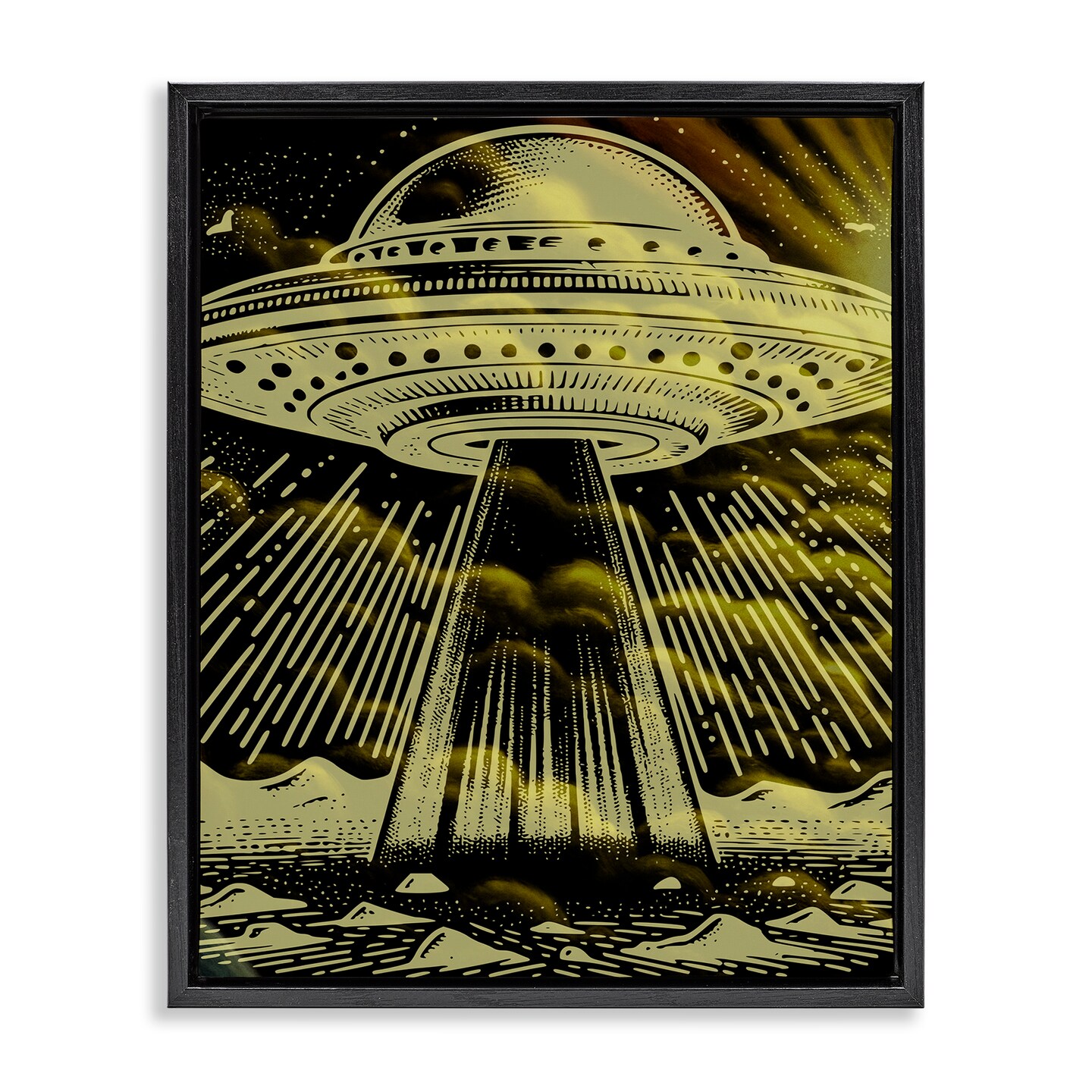Stupell Industries Mysterious Alien UFO Floating Frame Design by Jesse Keith