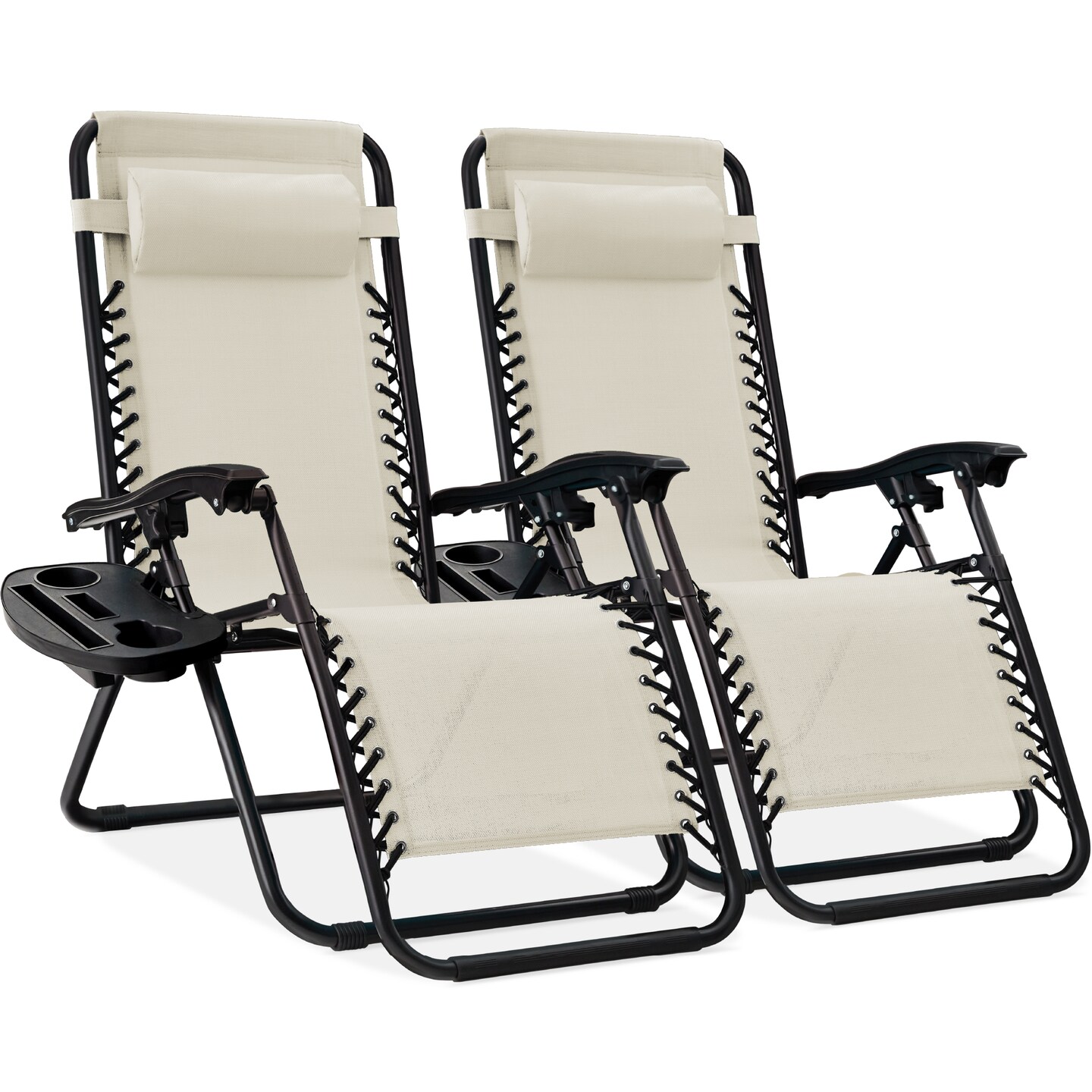 Best Choice Products Set of 2 Zero Gravity Lounge Chair Recliners for Patio, Pool w/ Cup Holder Tray