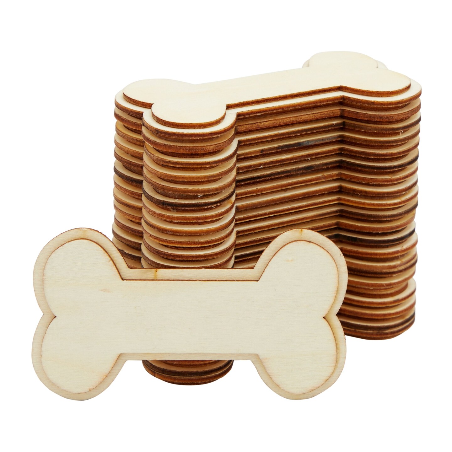 24 Pack Wooden Dog Bones for Crafts, Unfinished Wood Slice Cutouts for Gift Tags (4.1 x 2.2 Inches)